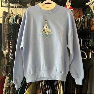Light Blue Sweatshirt with Birdhouse Design